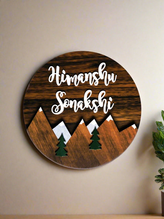 mountain circular couple nameplate