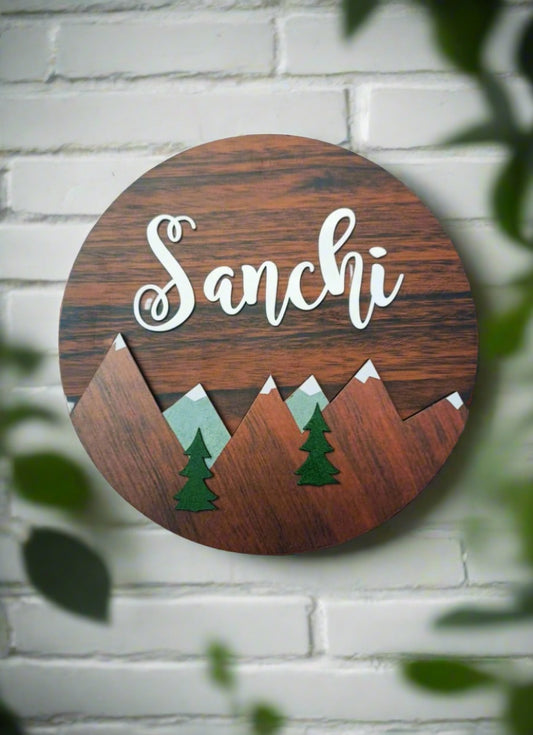 mountain circular nameplate